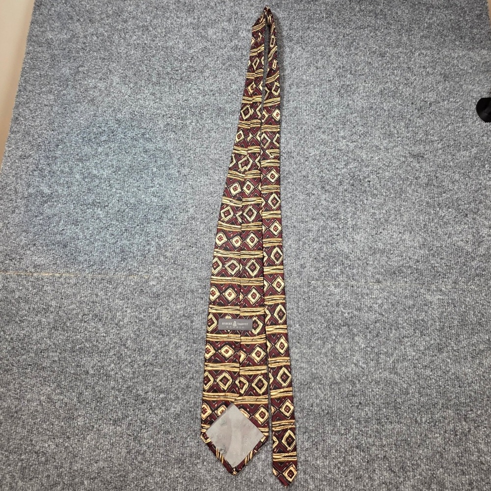 Robert Talbott Studio‎ 4x55 Hand Sewn Silk Power Tie Burgundy Gold Geometric USA - Picture 8 of 8